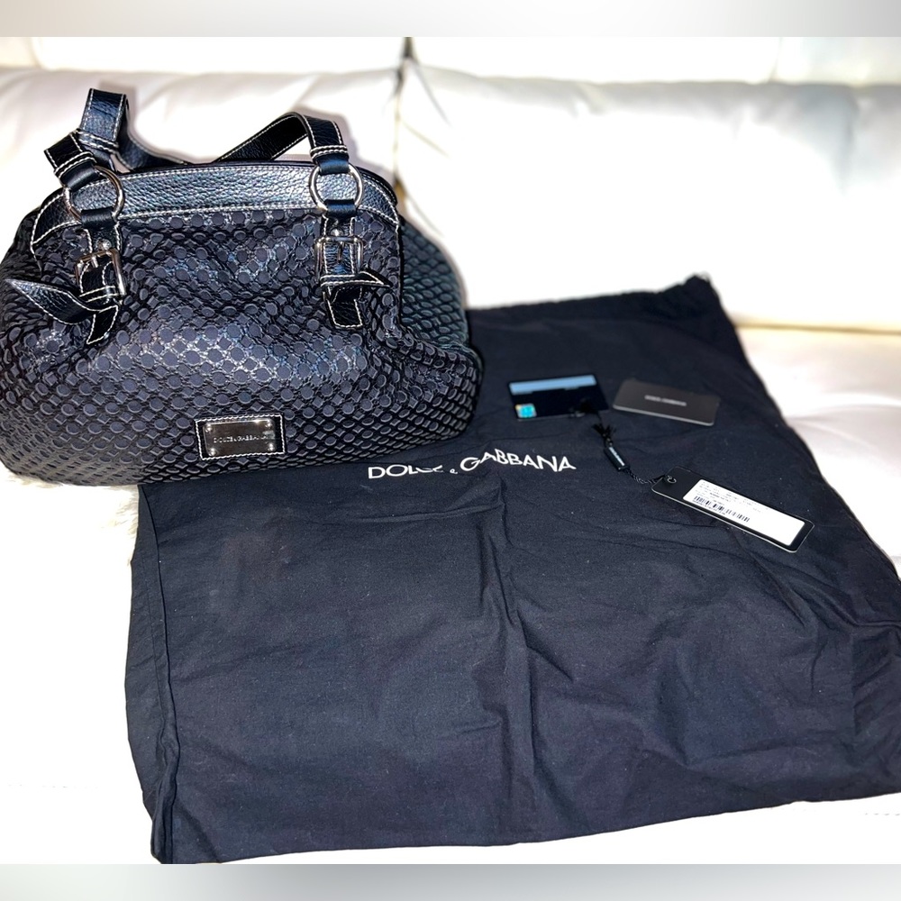 NWT DOLCE & GABANNA vintage Borsa Traforato N. Celtic calfskin large hobo.
